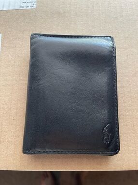 Ralph Lauren Black Leather Trifold Card & Key Wallet